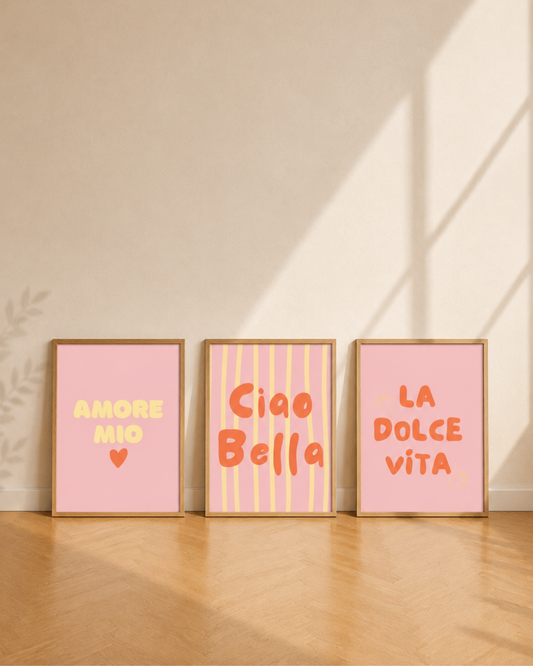 3er Poster Set „La dolce Vita“ – Digitale Poster zum Ausdrucken