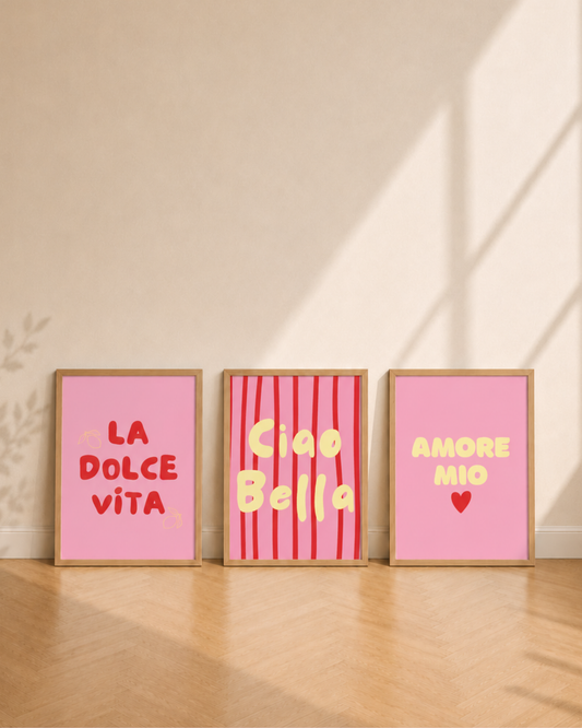 3er Poster Set „La dolce Vita“ –  Digitale Poster zum Ausdrucken