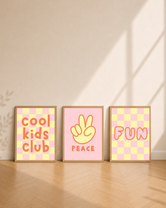 3er Poster Set „Cool Kids Club“ –  Digitale Poster zum Ausdrucken