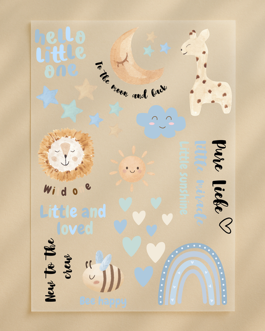 Bügelbilder Babyparty Set Aquarell Blau