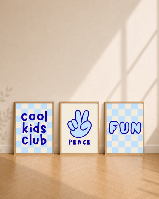 3er Poster Set „Cool Kids Club“ –  Digitale Poster zum Ausdrucken