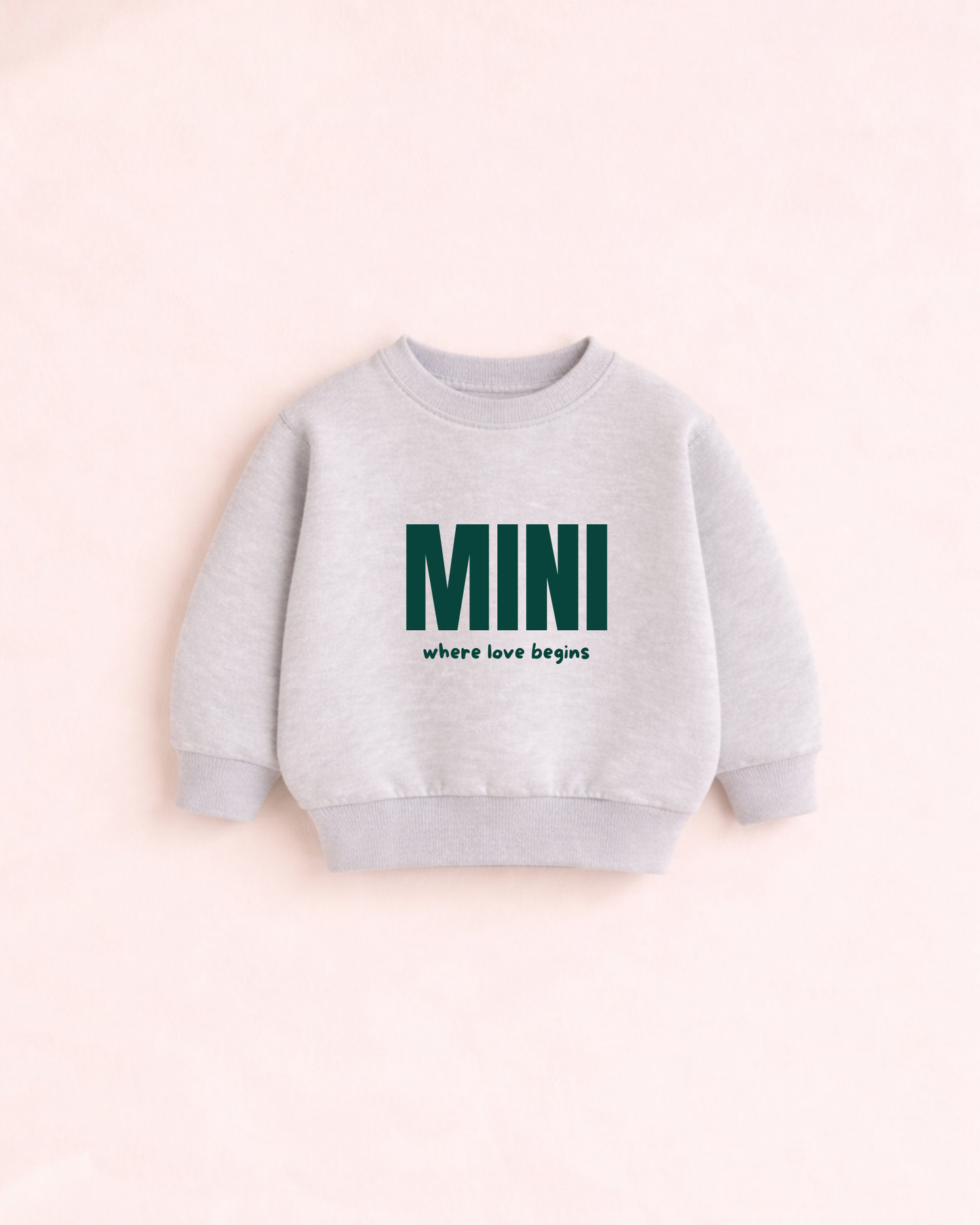 Bügelbild „Mini – where love begins“ – Ergänzung für das Familienset