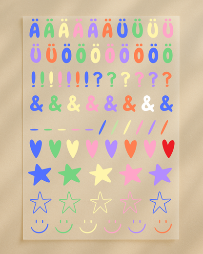 Bügelbilder Set "Buchstaben & Icons“