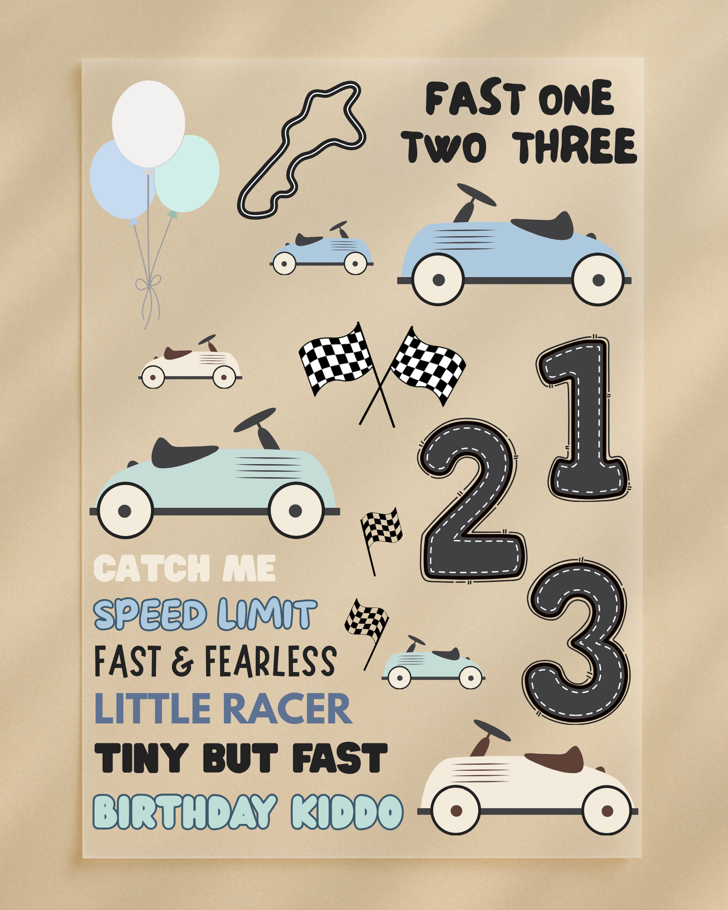 Bügelbilder Set "Little Racer" - Racing Geburtstag