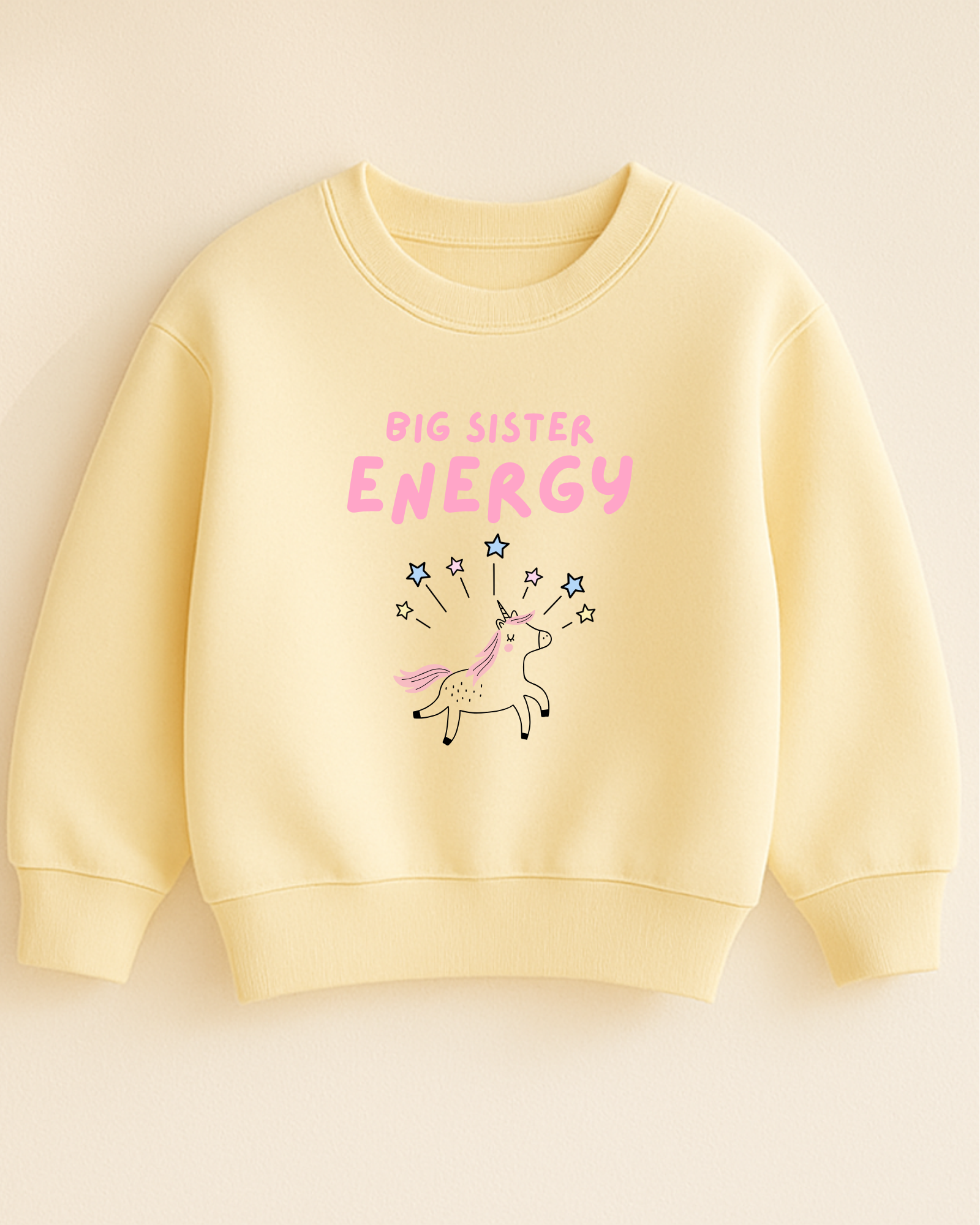 Bügelbild für die große Schwester – buntes Einhorn-Design zum Aufbügeln auf Hoodies, Shirts & Bodys