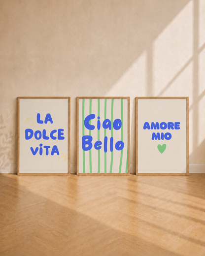 3er Poster Set „La dolce Vita“ –  Digitale Poster zum Ausdrucken