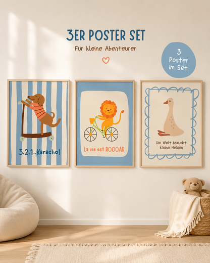 3er Poster Set „Tierische Abenteuer" –  Digitale Poster zum Ausdrucken