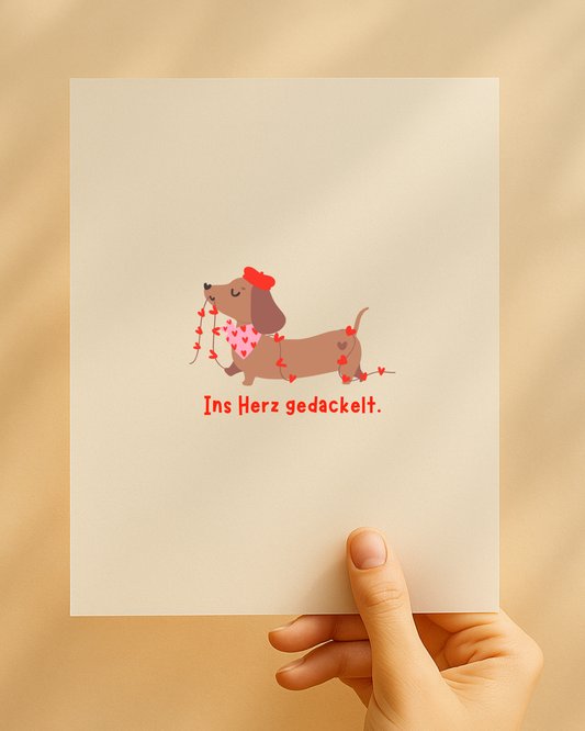 Bügelbild "Ins Herz gedackelt"