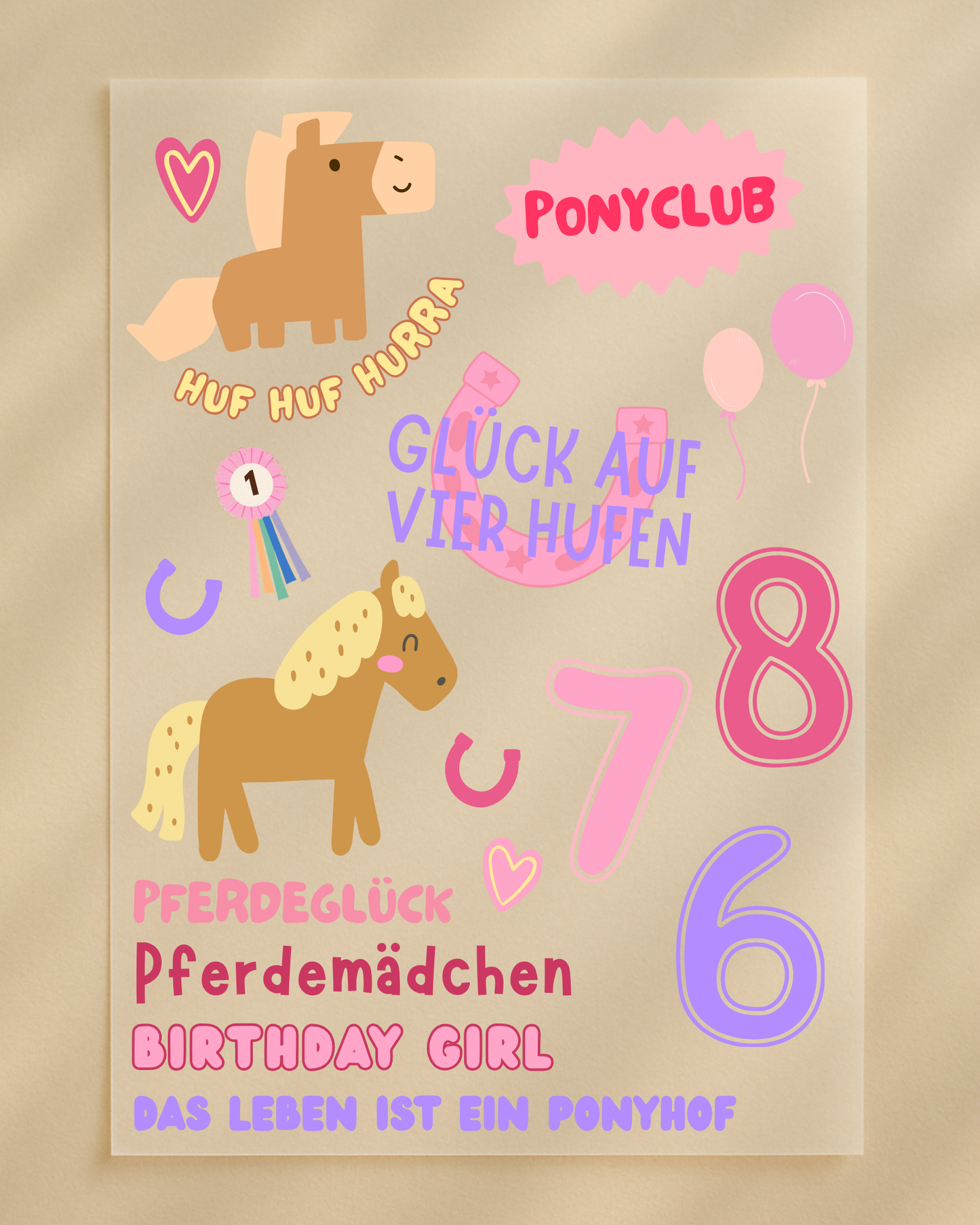 Bügelbilder Set "Ponyclub" - Pferde Geburtstag
