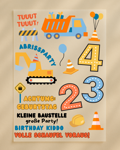 Bügelbilder Set „Kleine Baustelle“ – Baustellen Geburtstag